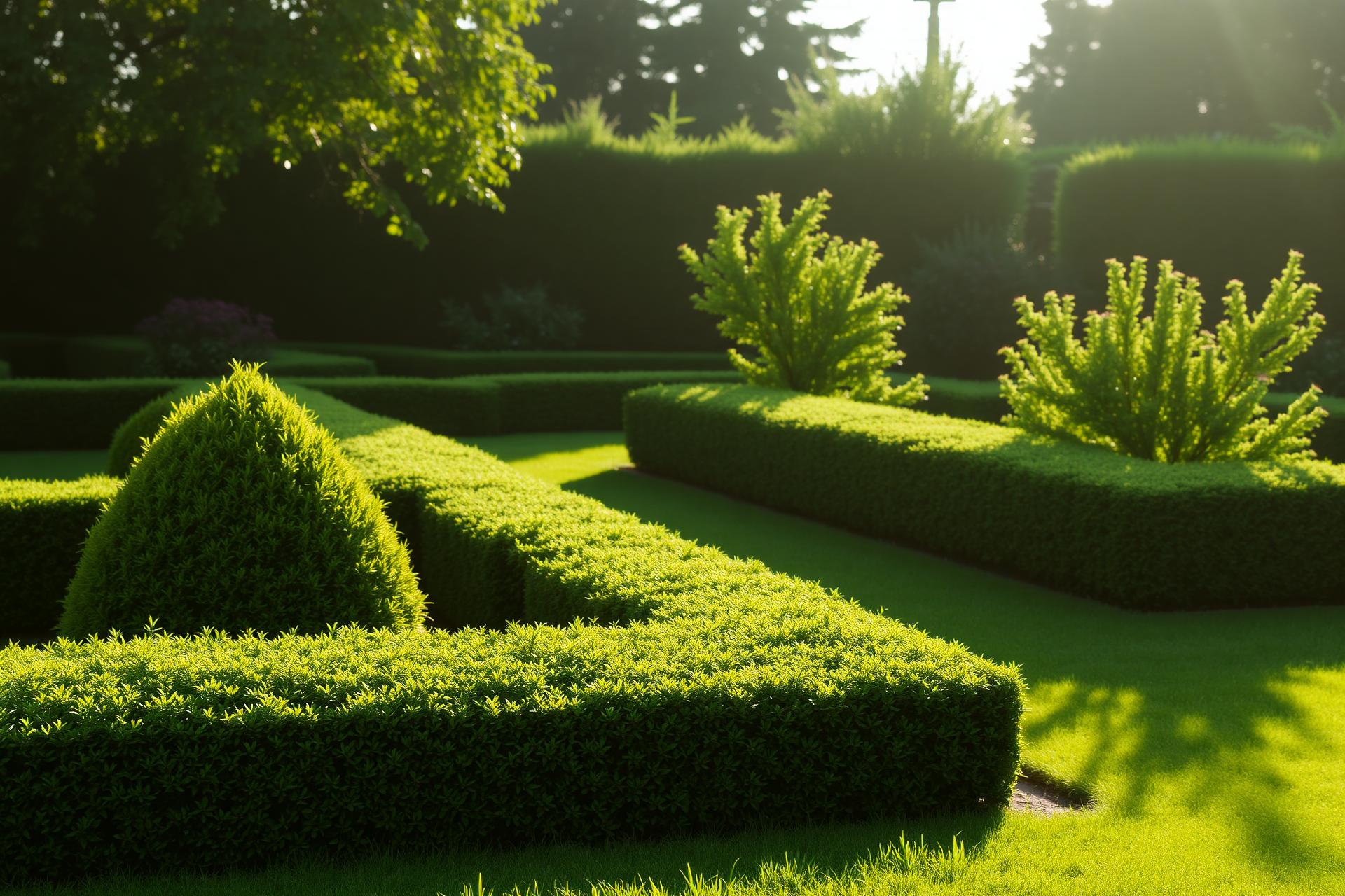 Beautifully maintained garden with neat hedges